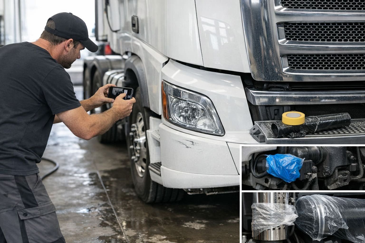 Stap 1 Grondige Inspectie & Voorbereiding (1) Grondige Inspectie & Voorbereiding vrachtwagen